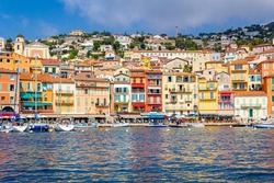 The colorful houses of Villefranche sur Mer in France.