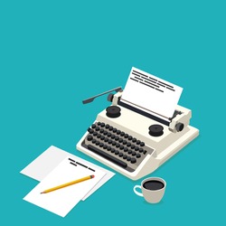 isometric workplace writer in vector format eps10