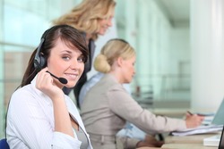 Women working in a call center