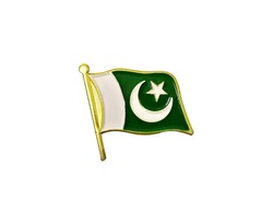 Pakistani flag badge isolated on white background.