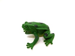 one frog toy made of plastic on a white background