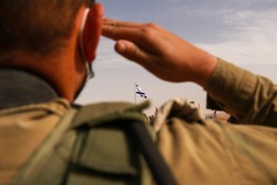 Israeli flag during an IDF ceremony