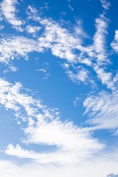 Clouds in the blue sky. Summer blue sky cloud gradient light white background. Beauty clear cloudy in sunshine calm bright winter air background. Gloomy vivid cyan landscape in environment dayใ