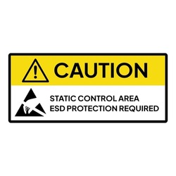 Warning sign or label for industrial.  Caution for ESD equipment.  Caution for static control area or esd protection required.