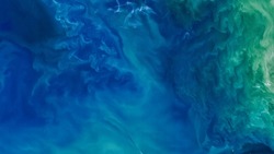 Colorful and windy blue sea horizontal background, aerial photo of beautiful turquoise ocean, top view of deep sea waters wallpaper, The North Sea, Britain. Elements of this image furnished by NASA