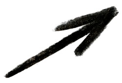 Hand drawn charcoal illustration of an arrow with highly detailed soft textured edges on white background with clipping path