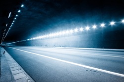 empty tunnel, blue toned image.