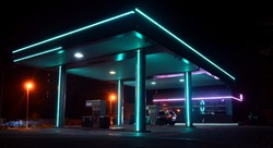 car gas station neon light