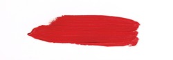 Red brush stroke isolated over white background