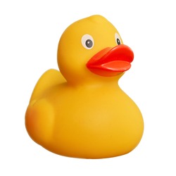 Rubber duck toy isolated over white background