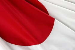 Close-up shot of wavy Japanese flag