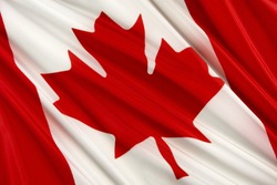 Close up shot of wavy Canadian flag