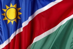 Close up shot of wavy Namibian flag