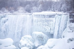 Niagara falls Waterfall landscape beautiful water falling on mountains in winter