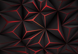 Abstract black polygon red light futuristic technology design background vector illustration.
