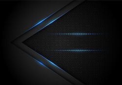 Abstract blue light arrow on black with hexagon mesh design modern luxury futuristic technology background vector illustration.