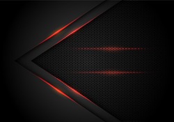 Abstract red light arrow on black with hexagon mesh design modern luxury futuristic technology background vector illustration.