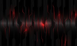 Abstract red light power circuit on black metallic cyber geometric design modern technology futuristic background vector illustration.