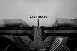 love story typed words on a vintage typewriter