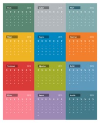 2015 Turkish Calendar in vector
