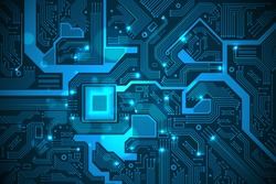 High tech electronic circuit board vector background.
