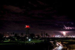 Thunderstorm and lightning near LAX Los Angeles airport 