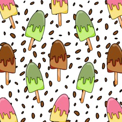 Vector seamless pattern with hand drawn ice cream and chocolate. Beautiful design elements, perfect for prints and patterns