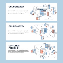 Online review, Online survey and Customer feedback concepts for website, landing page, ui, web banners and promotional materials. Vector template.