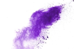 Abstract purple powder explosion on white background. abstract colored powder splatted, Freeze motion of colorful powder exploding.
