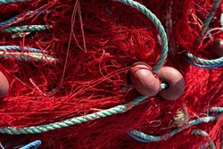 fishing net with red twine