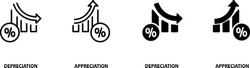 Depreciation and appreciation icon , vector illustration