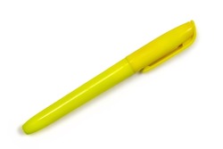 Marker yellow on a white background. Marker for drawing close-up.