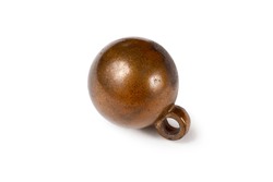 An ancient bell on a white background. Copper bell bubinets.