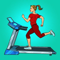 treadmill, sports equipment for training. fitness room. Pop art retro vector illustration vitch vintage 50s 60s style