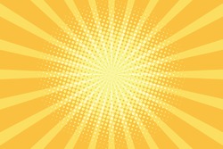 yellow rays pop art background. retro vector illustration