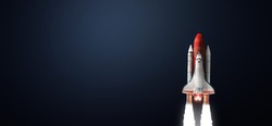 Space shuttle on dark isolated background. Wallpaper with the rocket. Elements of this image furnished by NASA