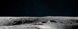 Moon surface. Dark background. Space panorama. Artemis mission. Elements of this image furnished by NASA