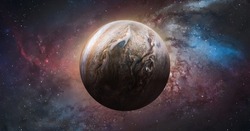 Jupiter planet sphere. Exploration and expedition on Jupiter planet in space. Solar system. Elements of this image furnished by NASA 