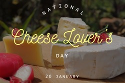 National cheese lover's day, January 20, text on image