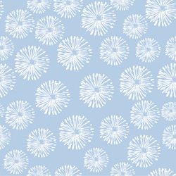 Abstract flower seamless pattern.Monochrome Floral Dot Motif. Seamless Pattern. Seamless abstract floral pattern. Vector illustration on blue background.graphic pattern with stylized floral ornament 