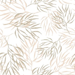 Leaf pattern green color vector illustration design backdrop background, Tropical seamless botanical exotic leaf  pattern. beige Palm leaves on white background.