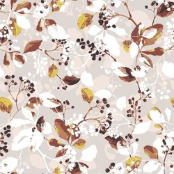 seamless with cotton flowers. Pattern of delicate floral wreaths. Decorative motif for a seamless ornament,herbs, flowers, leaves and berries on beige background. 