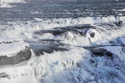view of gullfoss waterfall in Iceland in winter