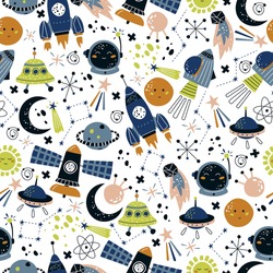 Space seamless pattern  perfect for children's designs