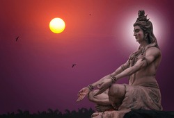 Hindu god Shiva sculpture sitting in meditation