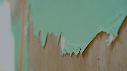 Paint peeling from plaster walls