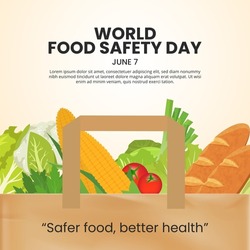 World food safety day background with healthy food in a shopping bag
