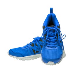 Blue sport running shoes isolated on white background