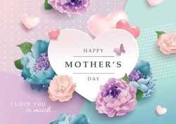 Mother's day greeting card with beautiful blossom flowers background