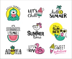 Set of summer icons and design elements